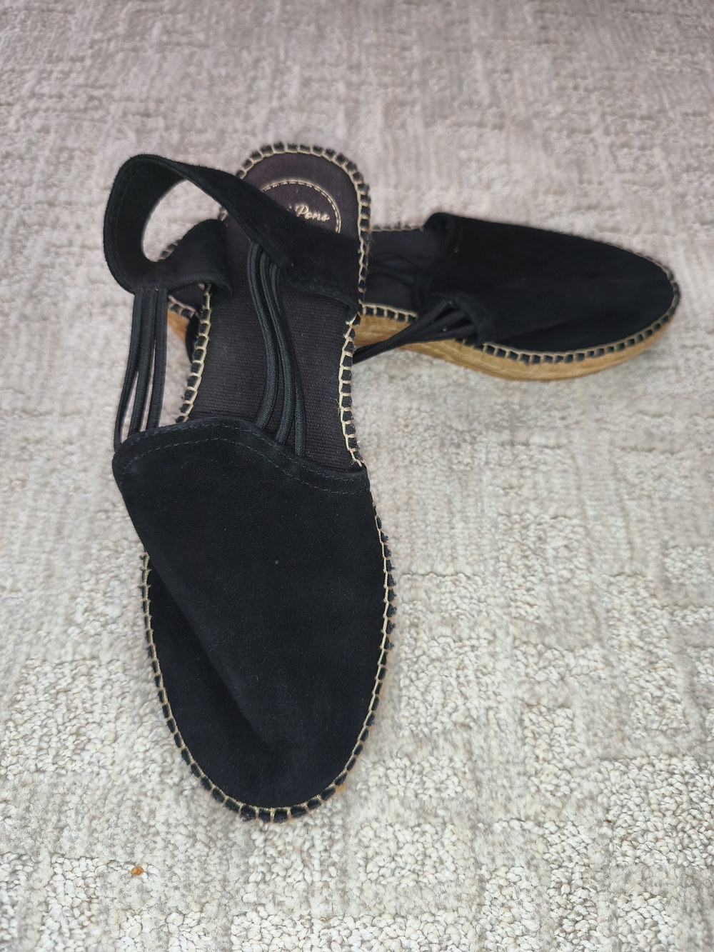 NWOB Toni Pons Nuria Espadrilles Sandals Womens Size 8-8.5(39)Flats Suede Black
